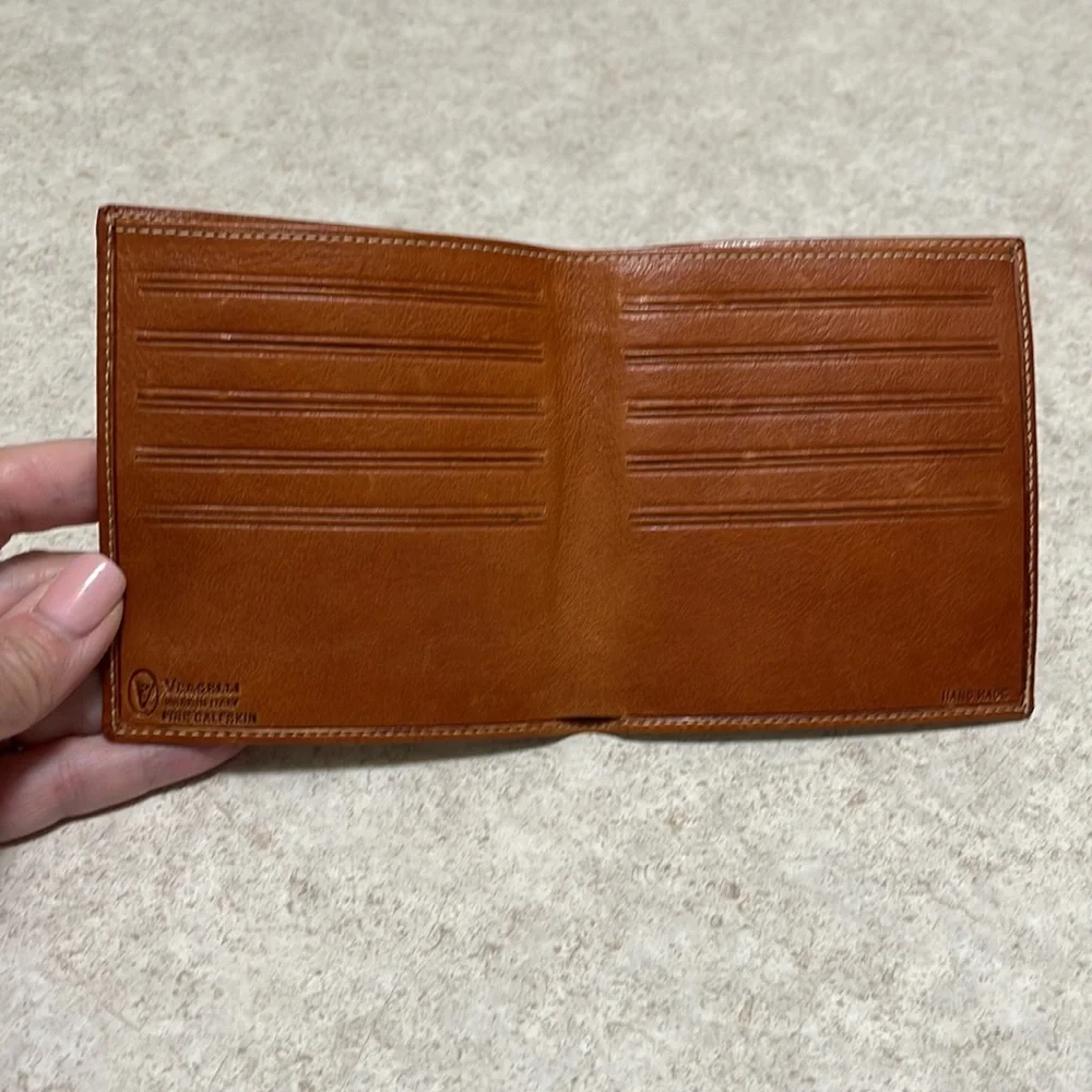 BNWOT VINTAGE AEROPOSTALE TAN & SADDLE BROWN LEATHER AIRPLANE BIFOLD WAL…